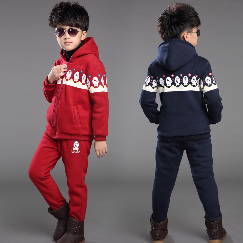 2015新款童装男童秋冬装6套装8儿童长袖12中大童卫衣服加厚两件套