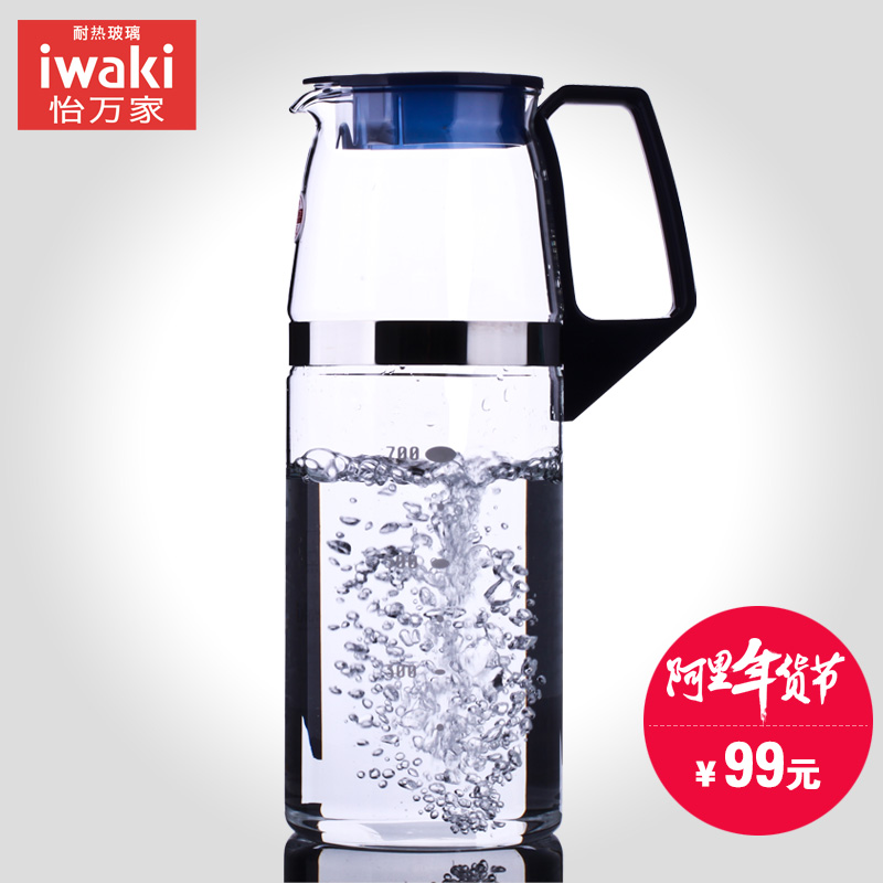 日本怡万家原装进口玻璃冷水壶大容量热水壶耐热耐高温茶壶
