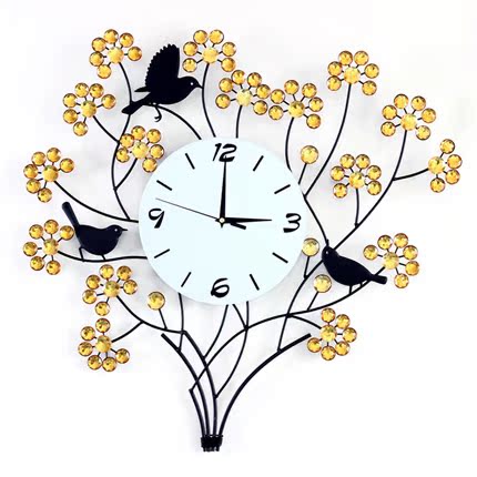 奢华镶钻大号现代创意挂钟客厅钟表 欧式时尚个性静音艺术时钟