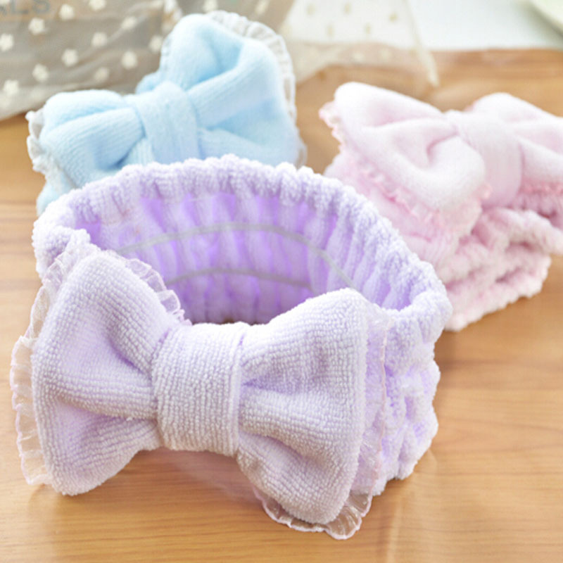 流行蝴蝶结蕾丝花边束发带 束发巾 可爱包头巾，卸妆洗脸神器工具