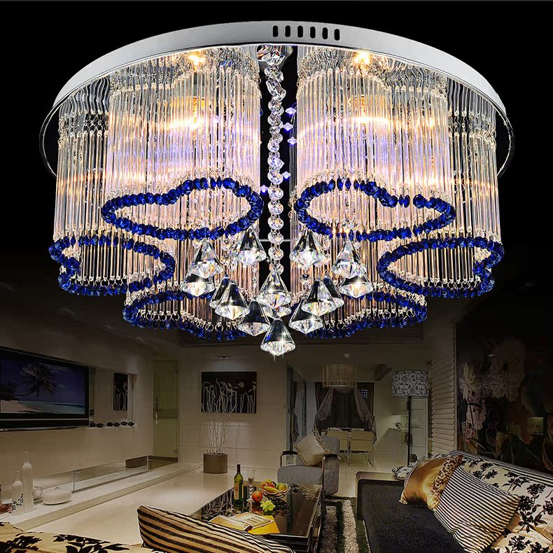 创意心形水晶灯吸顶灯卧室灯饰圆形现代简约LED客厅灯大气房间灯