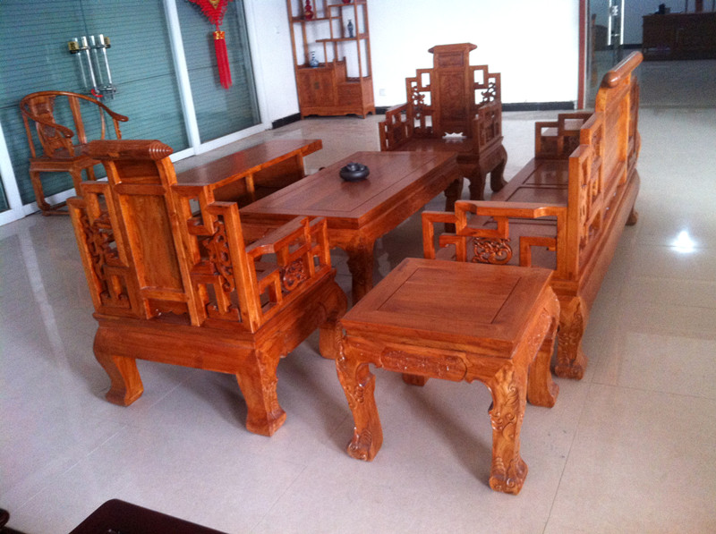 仿古全实木沙发组合 中式实木沙发明清古典榆木沙发组合六件套