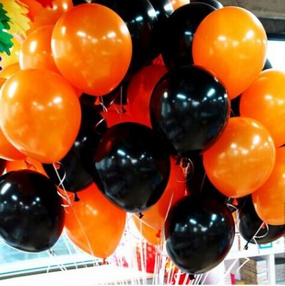 万圣节鬼气球用品场景布置加厚气球 恐怖气球橙色黑色白色气球