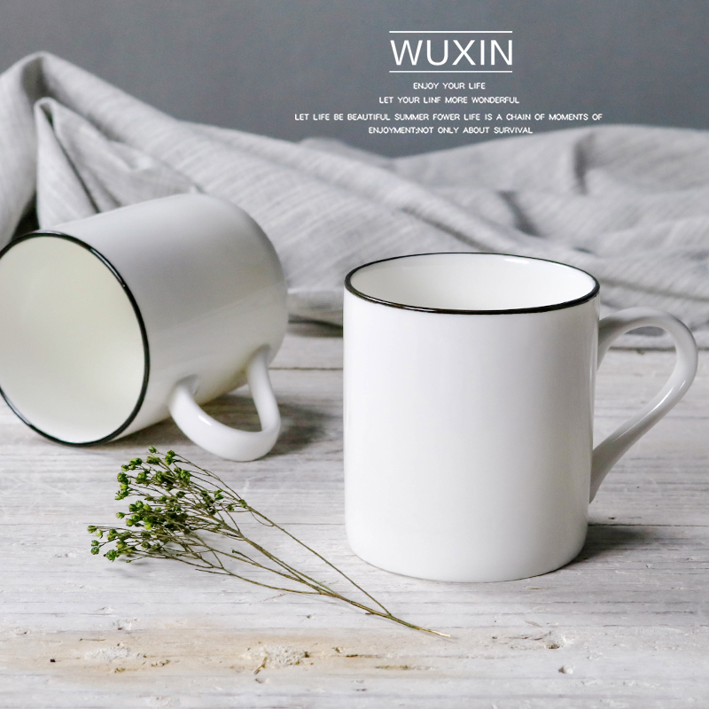 杯子陶瓷带勺子简约咖啡杯大容量创意个性情侣牛奶对杯水杯马克杯