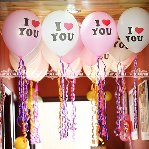 韩国求婚婚房装饰 I lOVE YOU 心形气球拍照婚礼场景布置婚庆用品