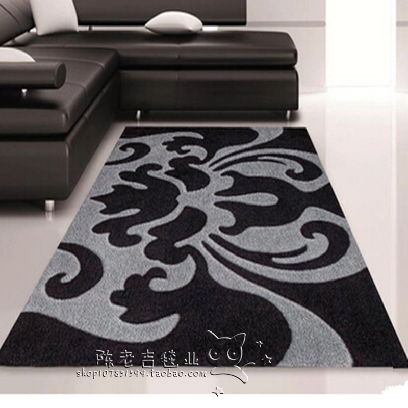 新古典美式简约灰色地毯客厅茶几卧室床边手工腈纶地毯满铺定制