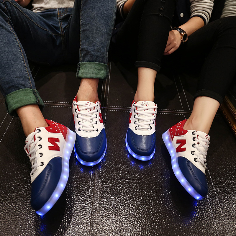 充电版LED七彩发光鞋男女情侣夜光鞋荧光鞋灯光鞋女鞋USB充电版鞋