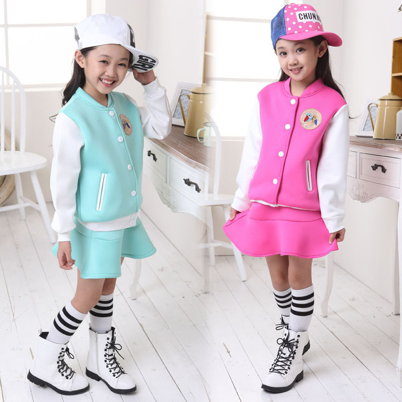 韩版女童猫头鹰棒球服套装 2016秋季新款