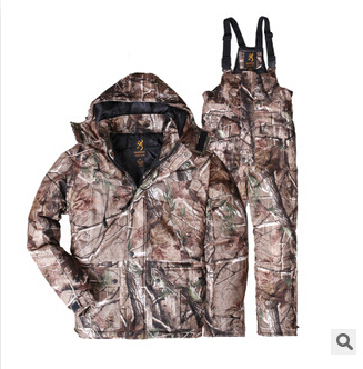 勃朗宁雪地迷彩冬猎服正品棉服保暖套装户外狩猎打猎冲锋衣服套装