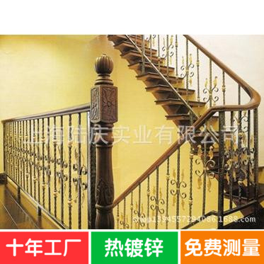 上海加工定制欧式铁艺楼梯扶手实木栏杆阳台围栏庭院室内外围墙