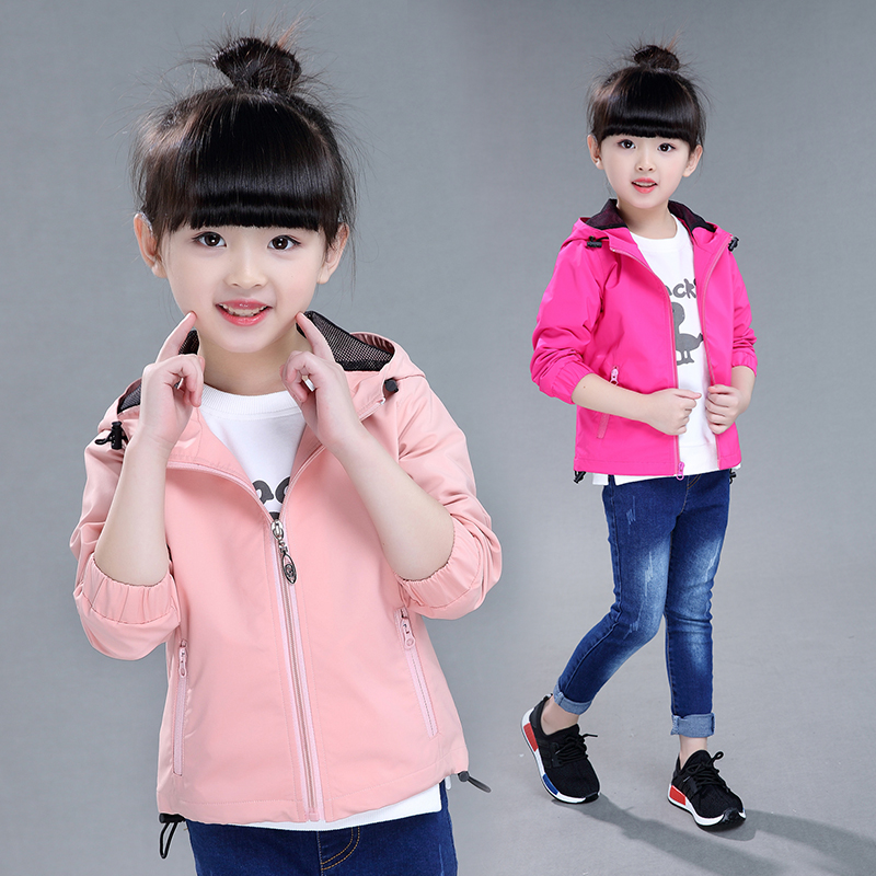 童装2016新款女童修身风衣外套春秋装新款韩版中长款儿童拉链外套