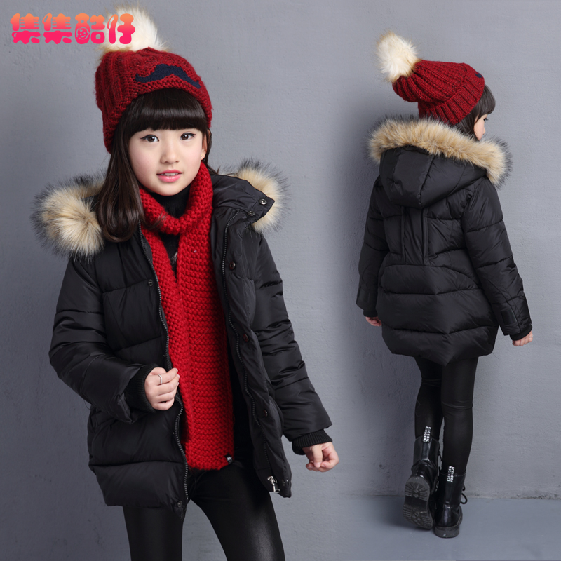女童冬装 2015新款儿童棉衣外套韩版休闲中大童修身连帽加厚棉服