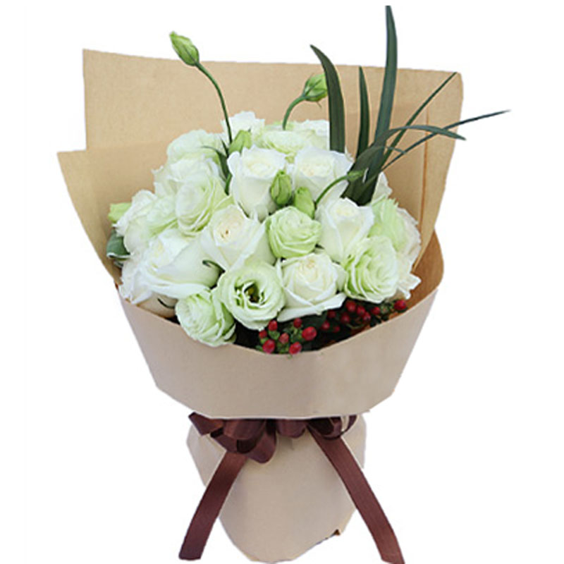 19枝白玫瑰花束港式花束西安本地送货鲜花品牌同城速递值得推荐