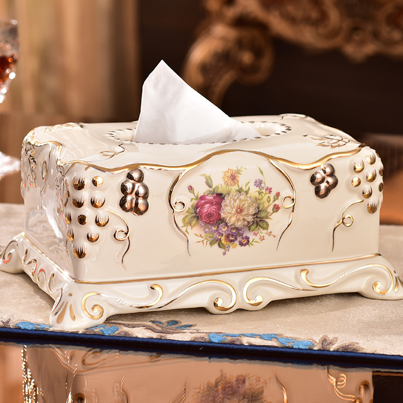 欧式创意陶瓷纸巾盒 高档客厅抽纸盒摆件 家居装饰品结婚礼物包邮