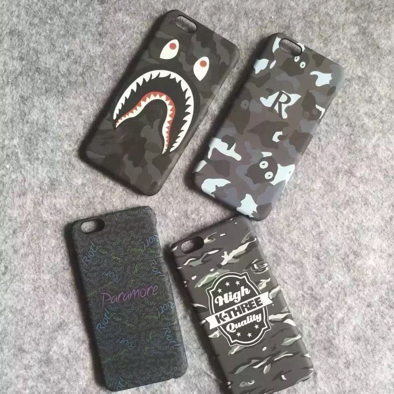 余文乐潮牌同款bape迷彩鲨鱼iPhone6/5s磨砂手机壳 苹果6plus硬壳