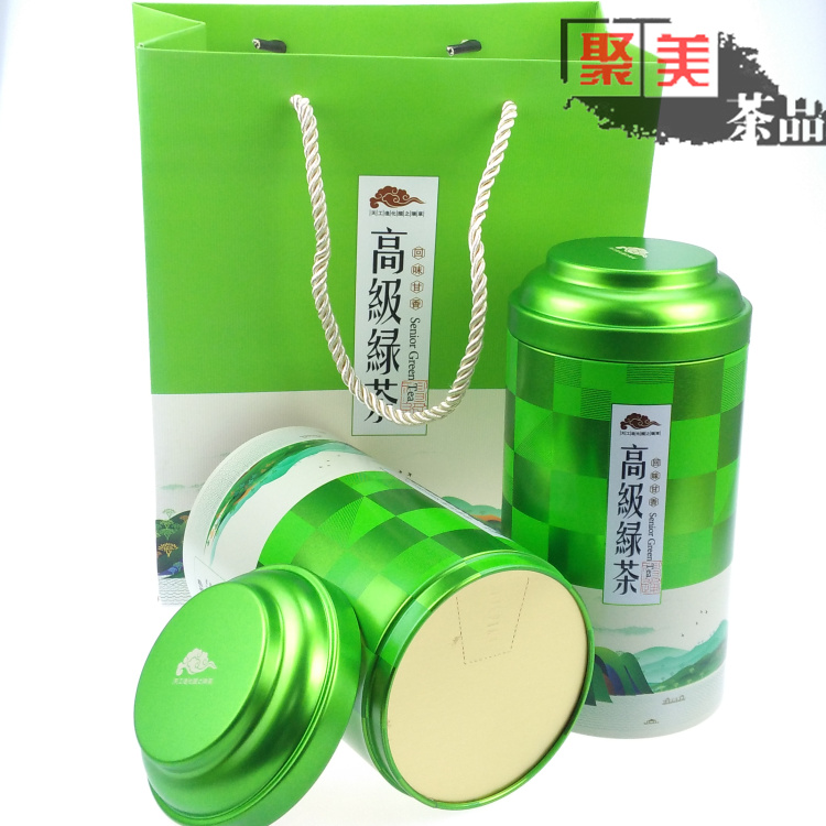 高级绿茶茶叶罐马口铁罐茶包装扣底罐易拉罐绿茶2罐套装绿茶包装
