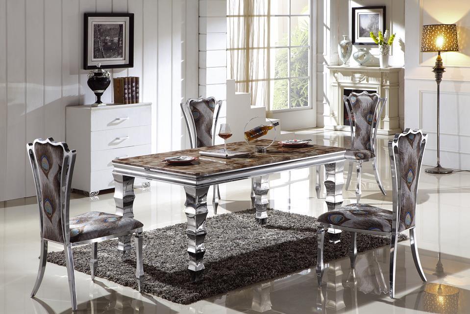 简约现代不锈钢餐桌  大理石餐桌  钢化玻璃餐桌 可定制