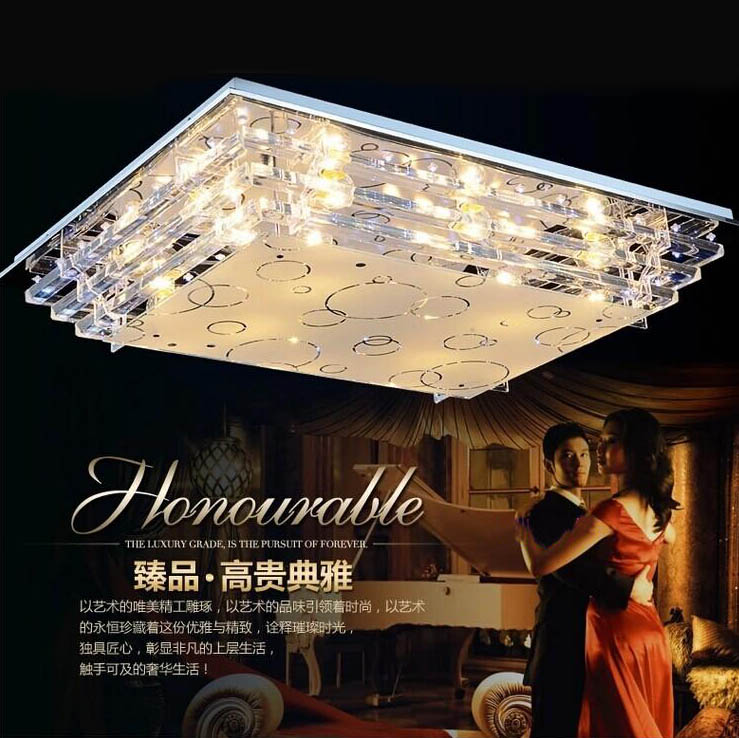 现代灯具简约LED长方形吸顶灯客厅饭厅吊灯大厅水晶灯节能吊灯具