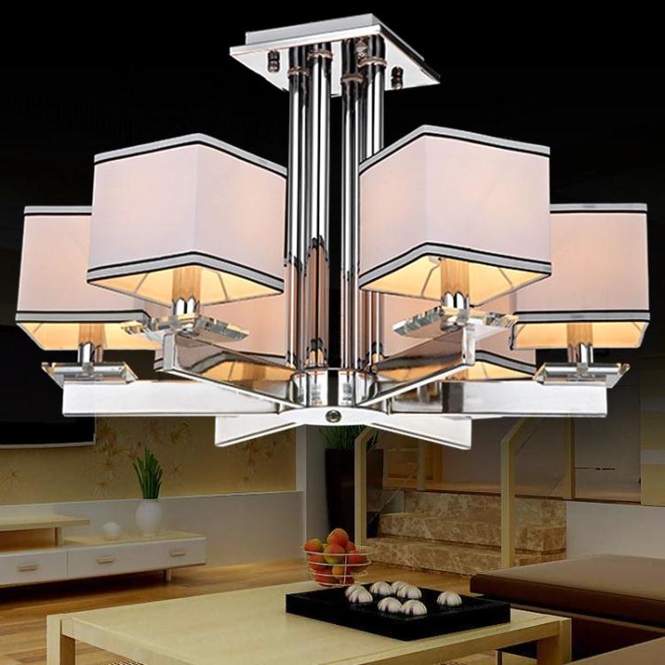 复式楼客厅大吊灯 餐厅卧室大气不锈钢美式欧式水晶吊灯具灯饰