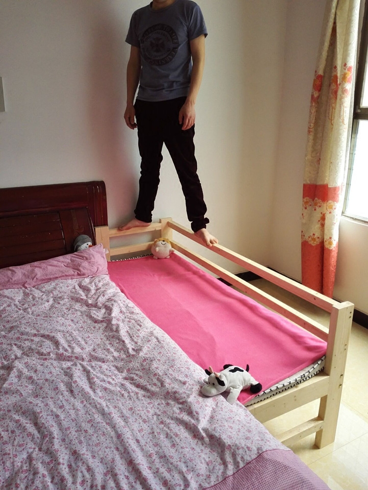 定做儿童床带护栏拼接大床边小床宝宝实木加宽加长婴儿松木单人床