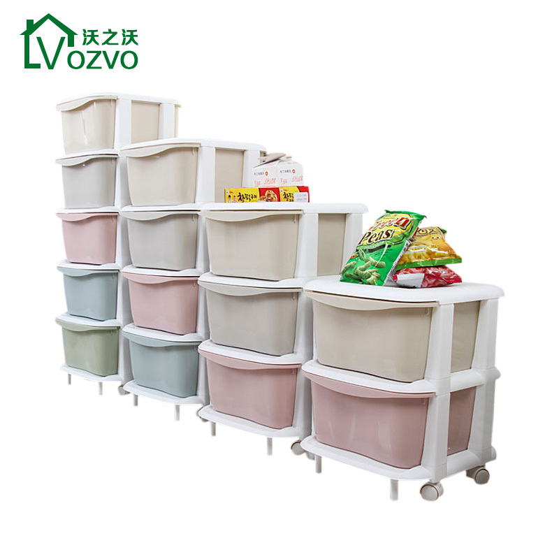塑料储物箱收纳带轮子抽屉式收纳柜多层3层放零食婴儿衣服整理柜