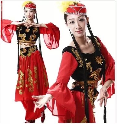民族风现代舞蹈服饰 新疆维族演出表演服装 印度少数民族女裙装