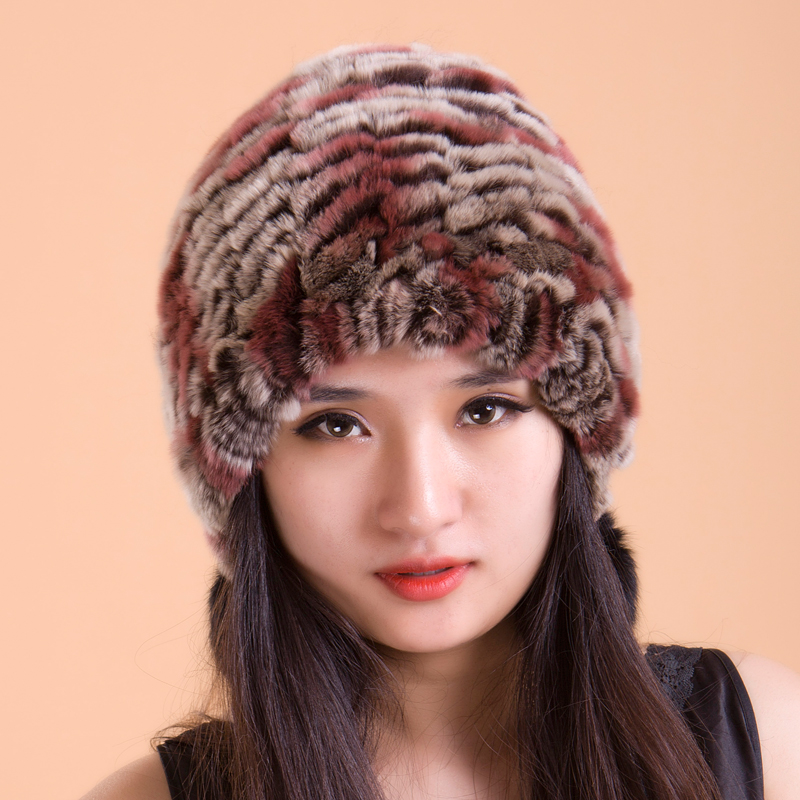 新款女士冬季獭兔毛加厚皮草帽子斜纹帽时尚防寒保暖特价