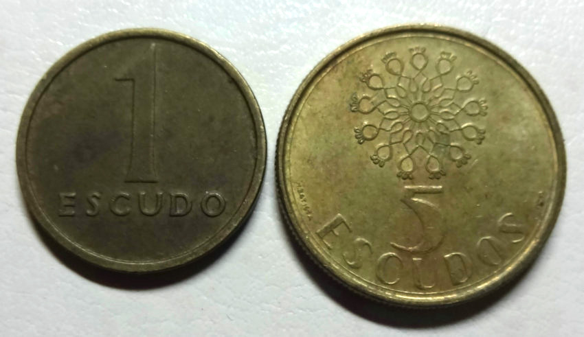 葡萄牙1和5埃斯库多2枚硬币欧洲外国钱币B1-16