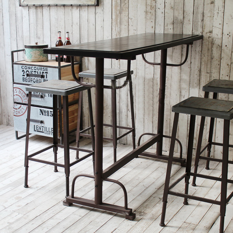 美式乡村LOFT星巴克桌椅复古做旧铁质吧台/长吧桌/边桌/咖啡吧台