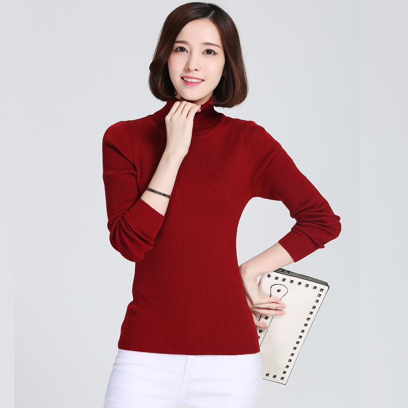 秋冬新款韩版短款高领羊绒毛衣女士打底衫长袖套头修身显瘦针织衫