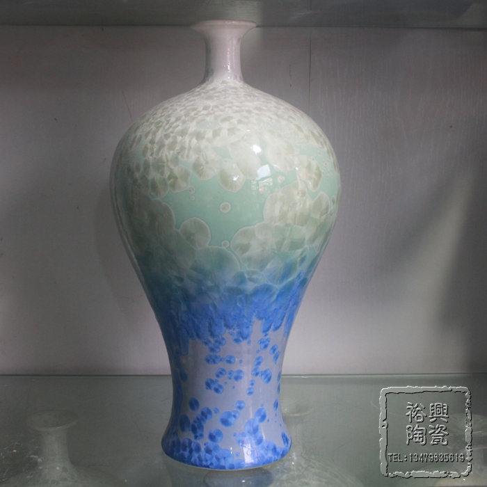 景德镇陶瓷花瓶摆件结晶釉梅瓶客厅花瓶摆设家居饰品