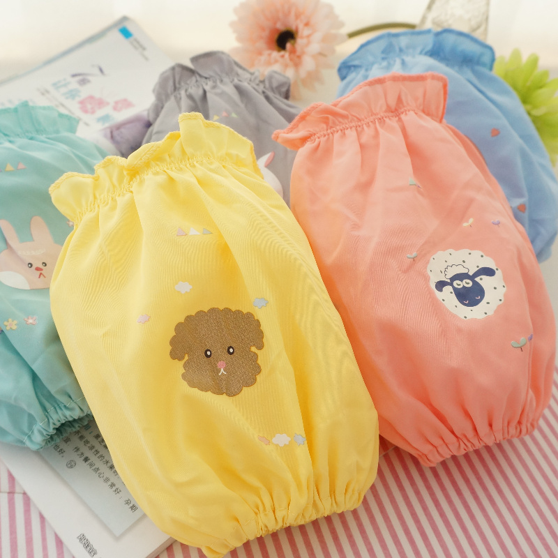 2件包邮 韩版可爱纯色卡通男女儿童防水袖套宝宝长短款防污护袖