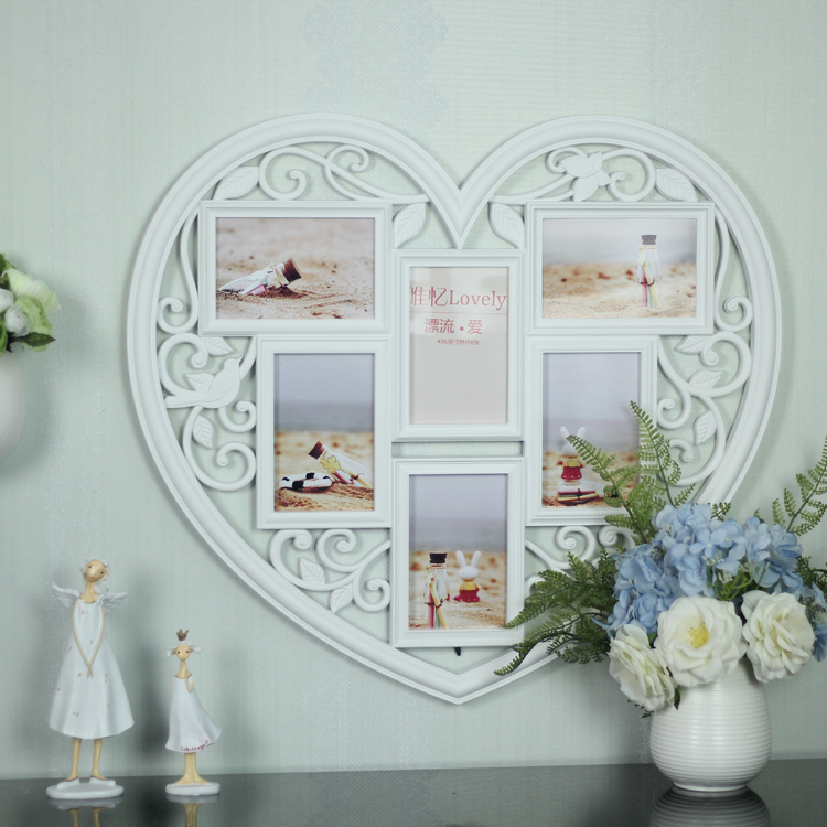 北欧田园风相片墙创意连体相框墙雕花韩式心形照片墙结婚礼物清仓