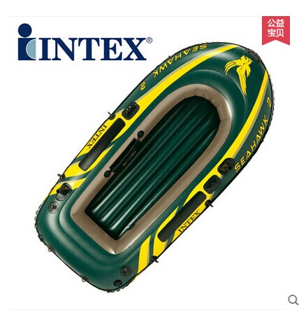 正品美国INTEX 橡皮艇加厚充气船皮划艇一二三四人钓鱼船冲锋舟