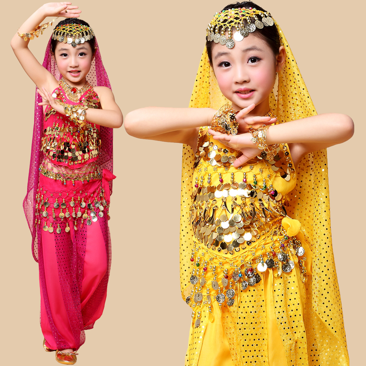 儿童印度舞蹈服装演出服套装六一舞蹈表演服女童少儿肚皮舞演出服