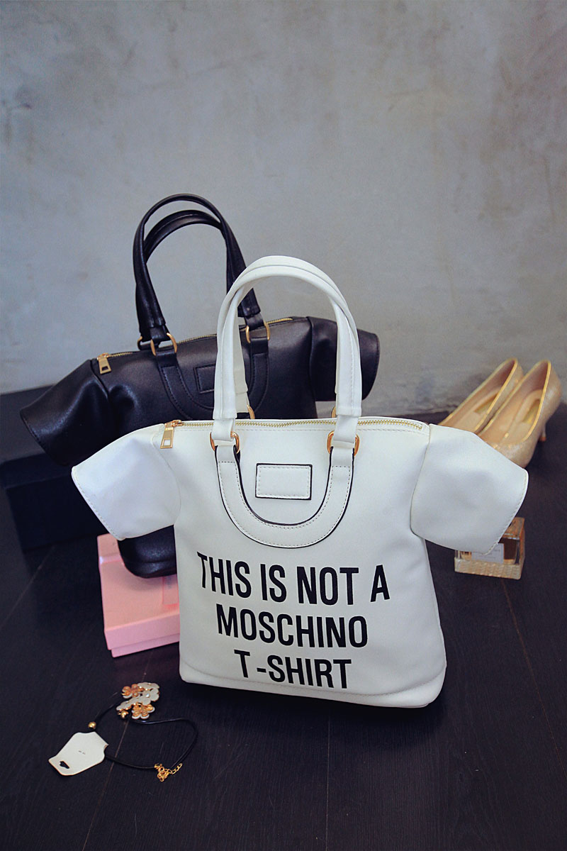 2015新款欧美时尚潮女包手提包英文个性T恤包衣服包单肩斜挎小包
