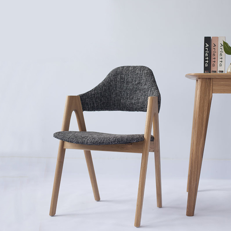 实木餐椅咖啡椅简约现代休闲椅子北欧式座椅水曲柳泰国椅布艺餐椅