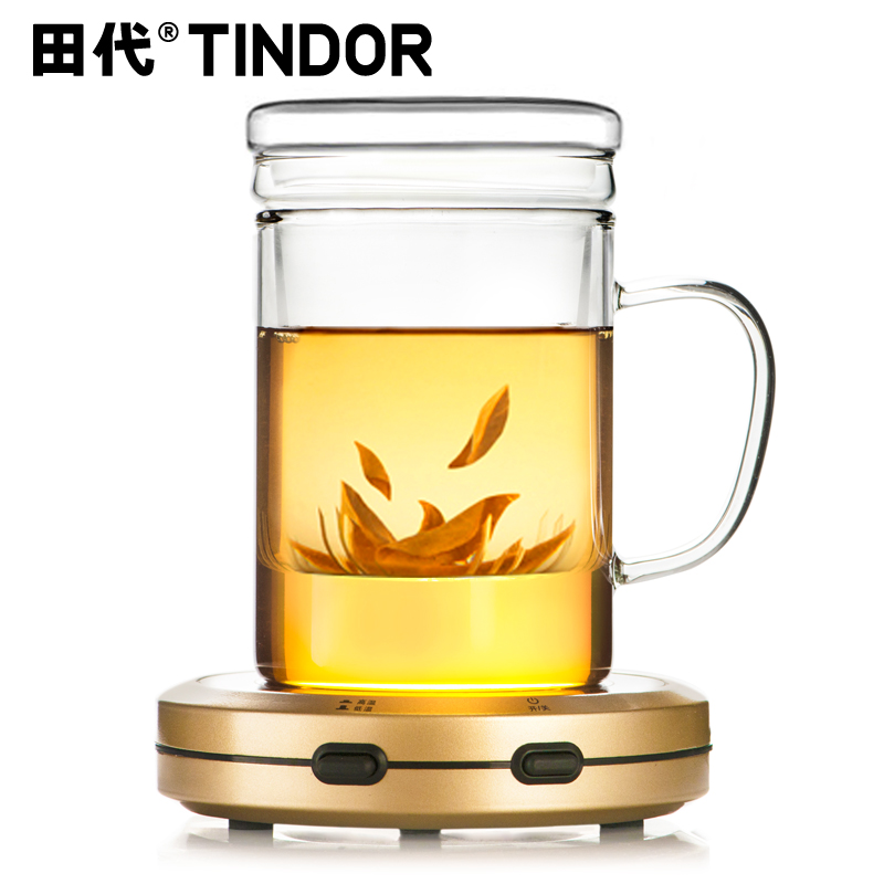 田代/tindor 恒温宝加热套装 玻璃杯子 茶杯耐热带盖透明过滤水杯