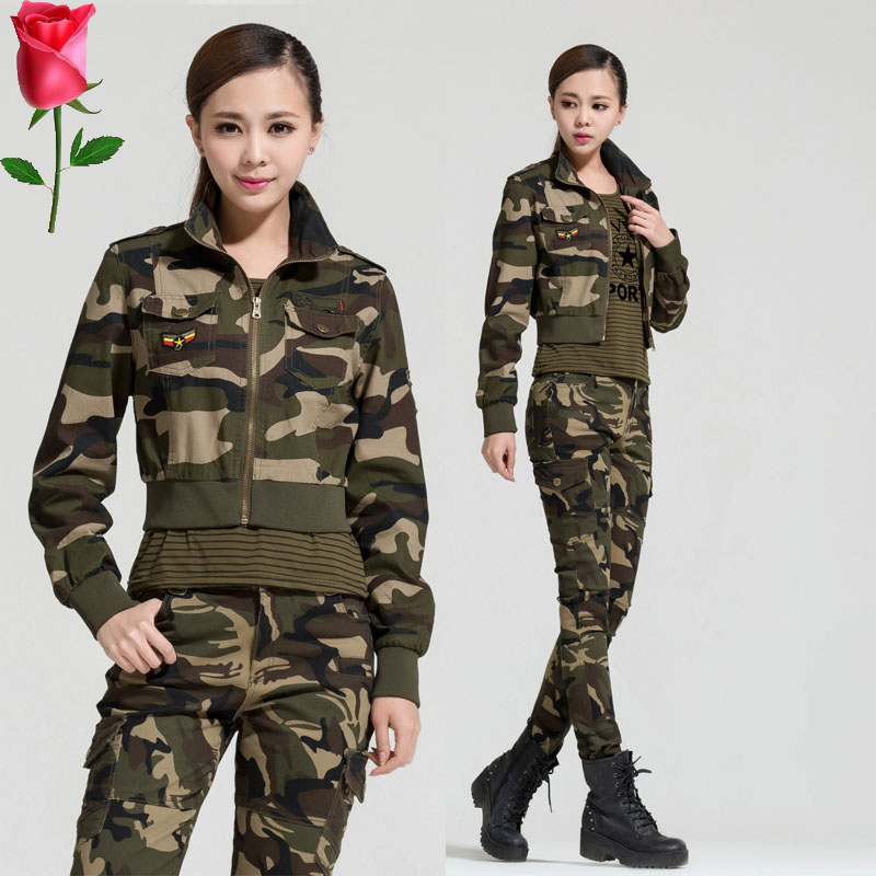迷彩服三件套装女秋装休闲外套迷彩服军装2015新女装韩版户外正品