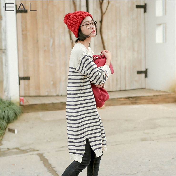 2015冬季韩国东大门女装中长款套头外穿白搭毛衣女士针织衫