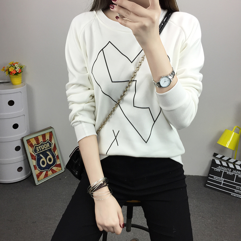 2015秋装新款韩版纯色长袖T恤上衣女学生简约套头卫衣打底衫春季