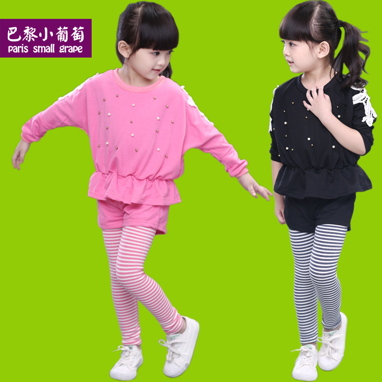 童装女童秋装套装2015新款小女孩衣服休闲中小儿童裙裤宝宝两件套