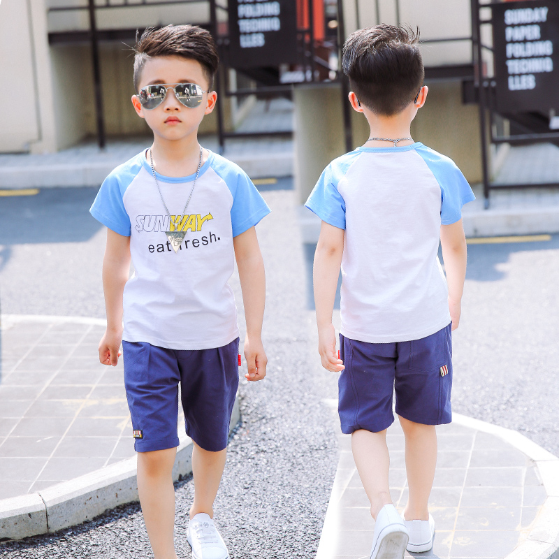 男童套装夏装2017新款两件套5-7周岁韩版时尚中大童短裤短袖套装