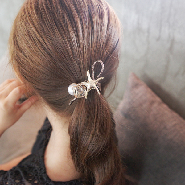 韩国东大门代购 海星珍珠时尚发圈 发饰头饰女 扎头发发绳
