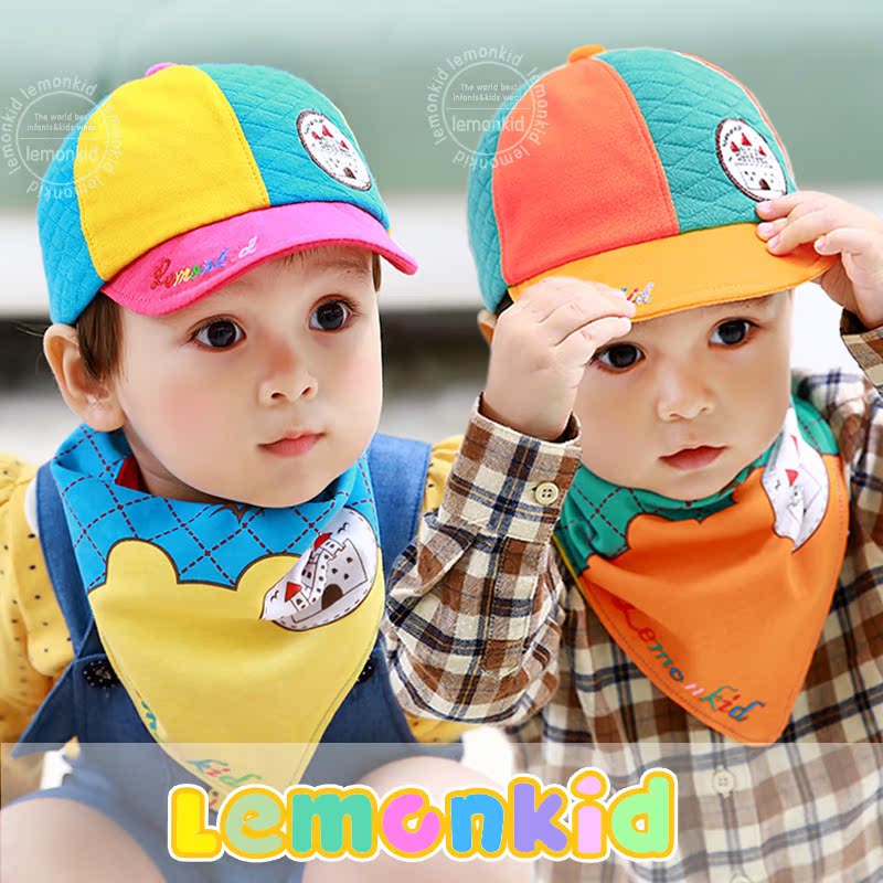 韩国秋季新款可爱儿童帽子 宝宝帽子秋款  男童秋天帽子 简约拼色