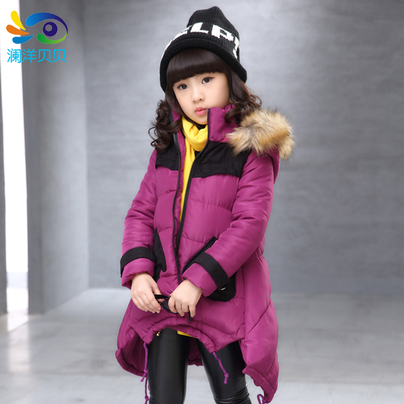 女童棉衣外套15冬装新款中长款儿童品牌棉服韩版中大童加厚棉袄