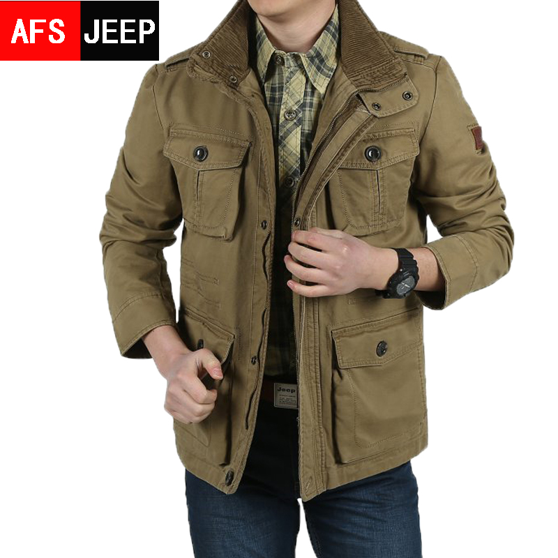 Afs Jeep/战地吉普男装 休闲秋装加肥加大外套男士中长款大码夹克