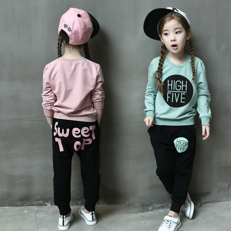 儿童套装2016秋季新款韩版套头长袖上衣+裤子薄款