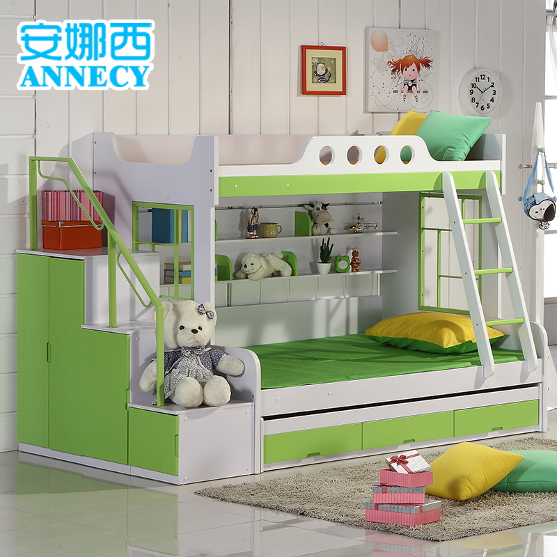 安娜西儿童高低子母床上下1.35 1.5米双层三层床家具组合高架床