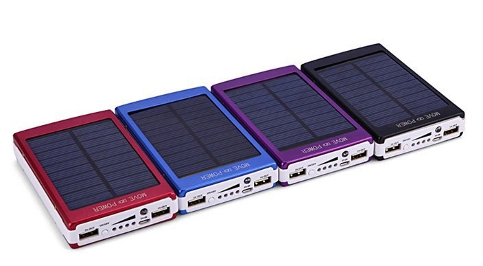 30000太阳能移动充电器 T13双USB输出带LED灯 太阳能移动电源
